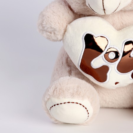 Soft toy "Bear" with a heart, 30 cm, beige color-1