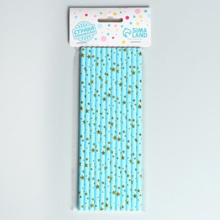 Stars of cocktail tubes, set 12 pcs., Blue color