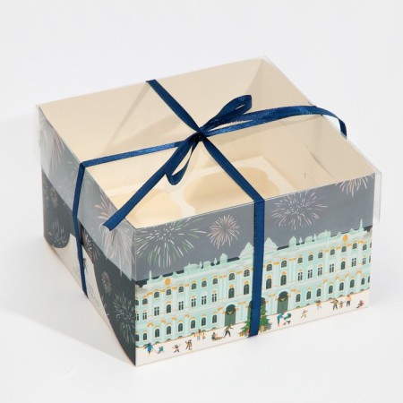 Box for Capcake "New Year's mood", 16 x 16 x 10 cm, New Year-1