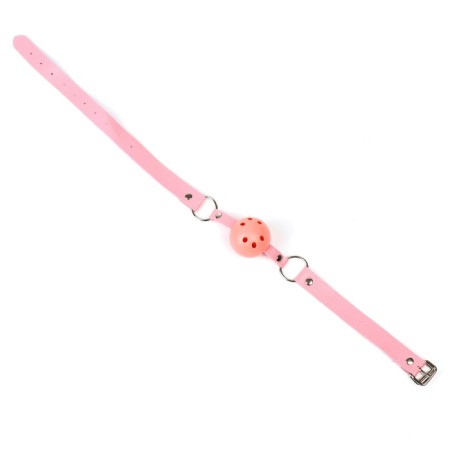 Gag BDSM Oka-hips, classic, adjustable belt, PU, ​​ABS, 500 x 45 mm, pink-5