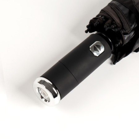 Automatic “plain” umbrella, with a flashlight, rotating pen, 3 additions, 10 spokes, r = 52 cm, black color is black-5
