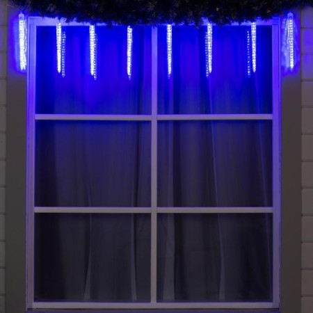 Garland "icicles rhyflated" 2.5 × 0.3 m, IP65, transparent thread, 192 LED, glow blue with a drain effect, 12 V effect-2