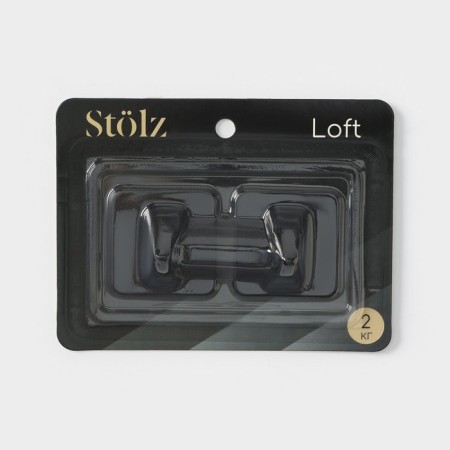 A set of hooks of self -adhesive stalls Stölz “Classic. Square ", 2 pcs, metal, black color-4