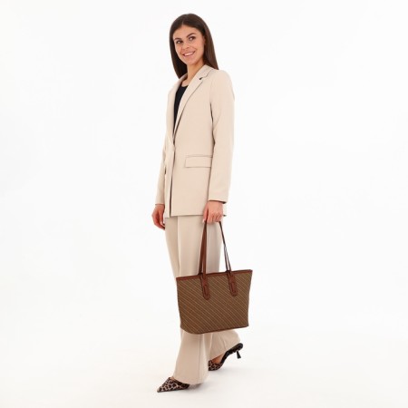 Luggage bag with lightning, medium size, brown color-7