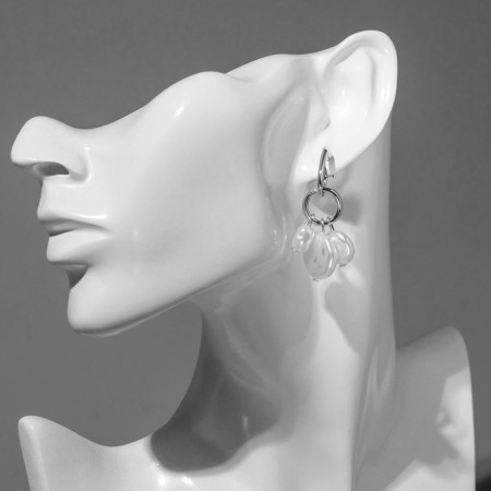 Earrings with pearls "Artemis" Trio, white color in silver-1