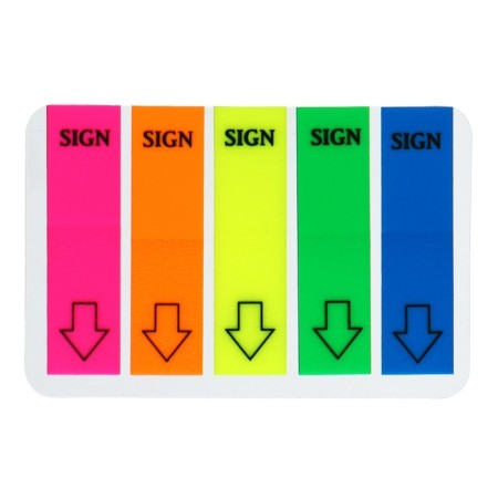 Bookmarks with adhesive edge plastic 12x45 mm, Erichkrause "Neon", 125 sheets 5 colors