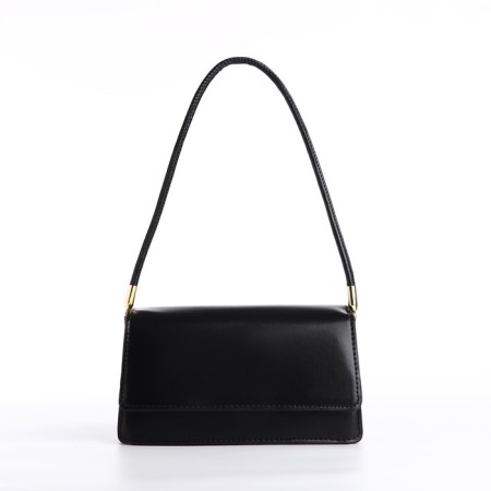 Women's bag on a valve, 24x13x8 cm, black color-4