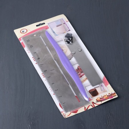 Confectionery spatula with a size ruler, 2 parts, 31 × 23 × 3 cm, purple color-4