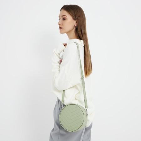 Women's Bag -round artificial leather, 18x18 cm, pistachio color-1