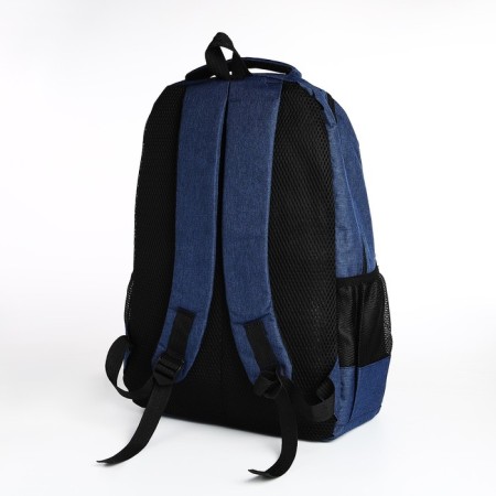 Youth backpack with a zipper, 4 pockets, blue color-3
