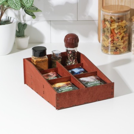 Organsiser for tea and kitchen utensils of Dolyan, 22 × 19 × 8 cm, Mokko color