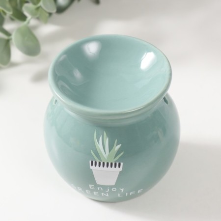 Aroma lamp ceramics "Plant in a pot" turquoise 7.2x7.2x7.8 cm-2