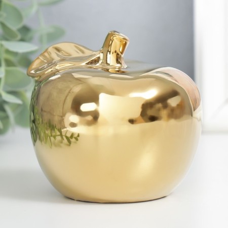 Souvenir ceramics "Golden apple with a leaf" 9.5x10.5x9.5 cm