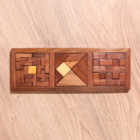 Game table puzzle 3v1 28.5x10.5x1 cm, tree shisham-1