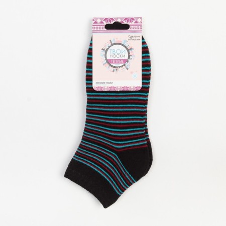 Women's terry socks shortened, black color, size 23-25-4
