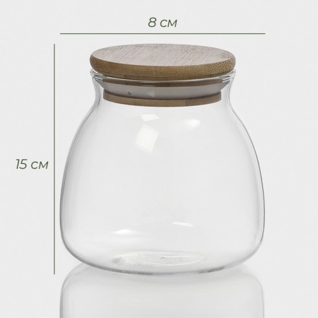 Glass Bank for bulk products with bamboo cover Bellatenero Bamboo, 500 ml, 9.5 × 10 cm-1