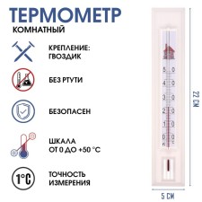 Thermometer, a thermometer is indoor for measuring air temperature, from 0 ° C to +50 ° C, 22 x 5 cm