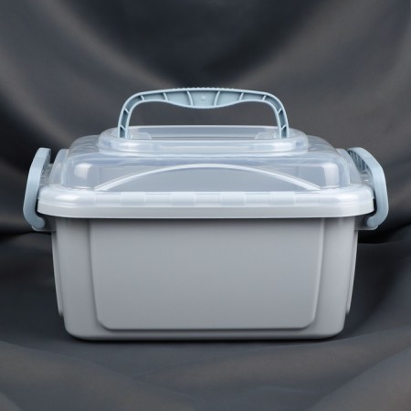 Boxing for storing sewing accessories, with a lid, 28.5 × 19.5 × 15.5 cm, the color is gray/transparent-2