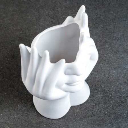 Kashpo - organizer "Hands and face" white, 21x13cm-4