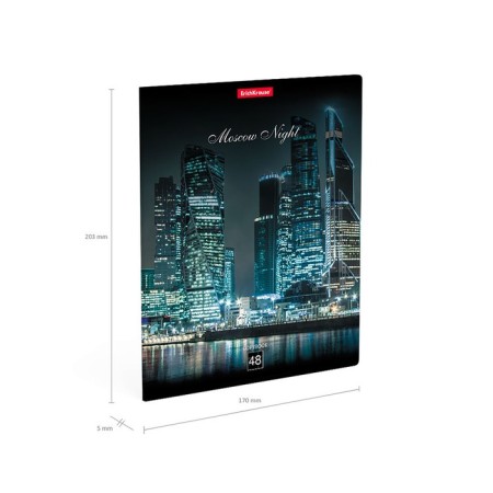 Notebook of 48 sheets in the Erichkrause Moscow Night cage, cover coated cardboard, offset unit, whiteness 100%, mix-7