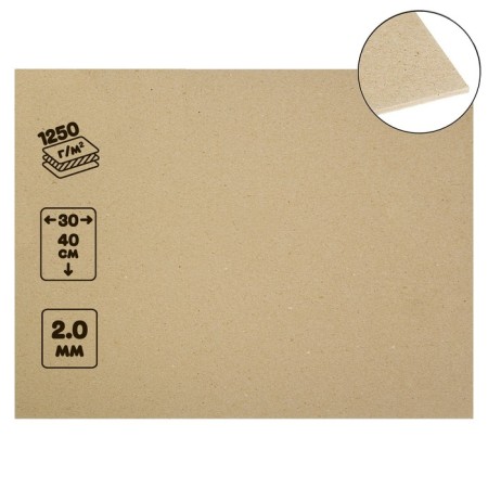 Binding cardboard (shell -shaped) 2.0 mm, 30 x 40 cm, 1250 g/m2, gray