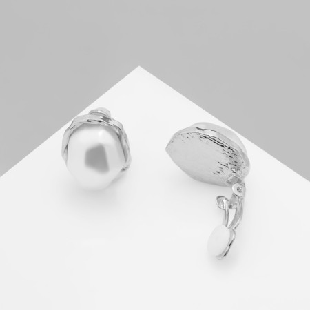 Clips with pearls "abstraction" blues, color silver-3