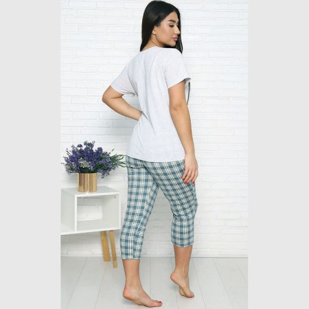 Female pajamas (T -shirt/breeches), gray melange, size 50-1