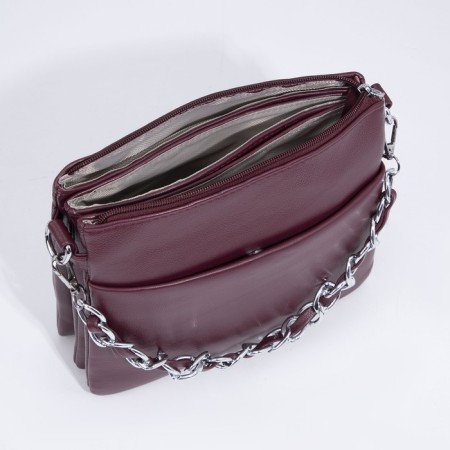 Cross-Bodi bag with zipper, burgundy color-7