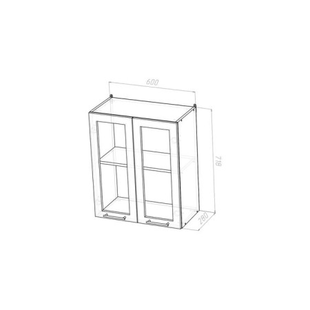 Cabinet hinged kira 600x300x720 2 doors with glass wenge/quado shimo dark-1
