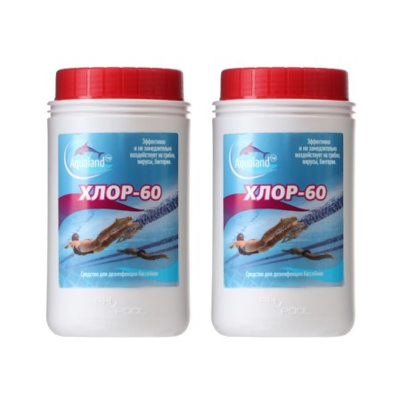 Aqualand chlorine-60 disinfectant, 1 kg, set 2 pcs