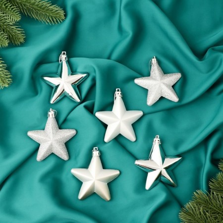 Set of jewelry plastic 6 pcs "Starfall" 8 cm, silver