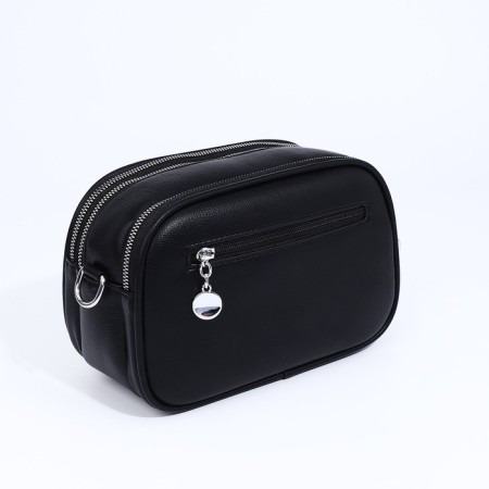 Cross-Bodi bag on zippers, external pocket, black color-1