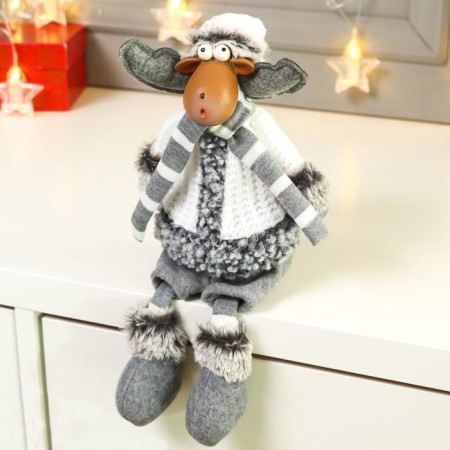 Interior doll "Losik in a white fur coat and cap" 34 cm