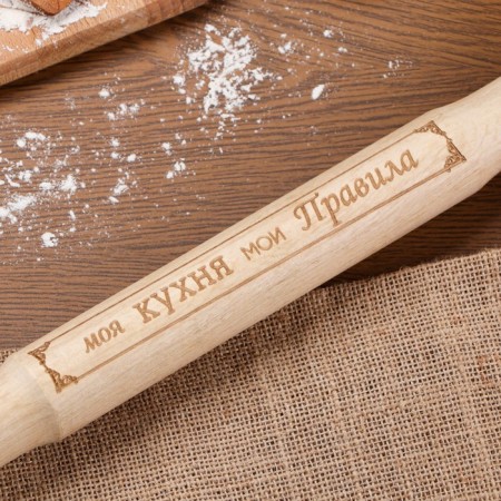 Wooden rolling pin is small with engraving 35x3.6 cm-1