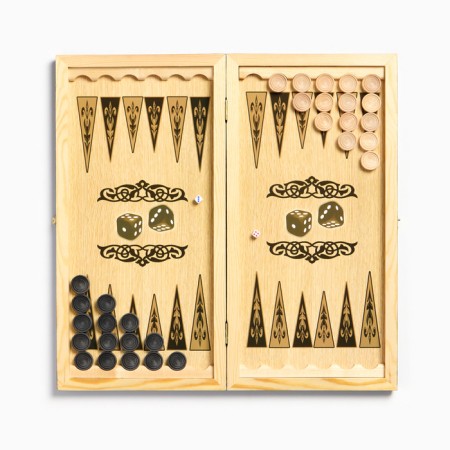 Wooden backgammon large, board game "Sea", 50 x 50 cm-1