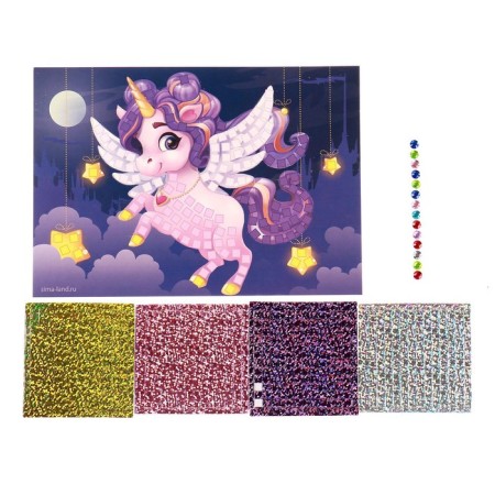Mosaic Sticky "Magic Unicorn", EVA stickers + rhinestones-3
