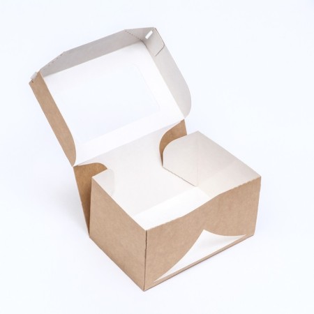 Folding box, with a window, craft, 15 x 10 x 8.5 cm-3