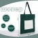 Hooper bag without fastening, from textiles, green/white color