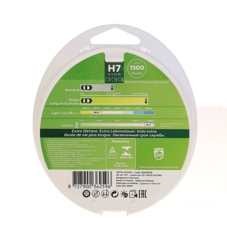 Car lamp Philips, Longlife Ecovision, H7, 12 V, 55 W, PX26D, 2pcs-2