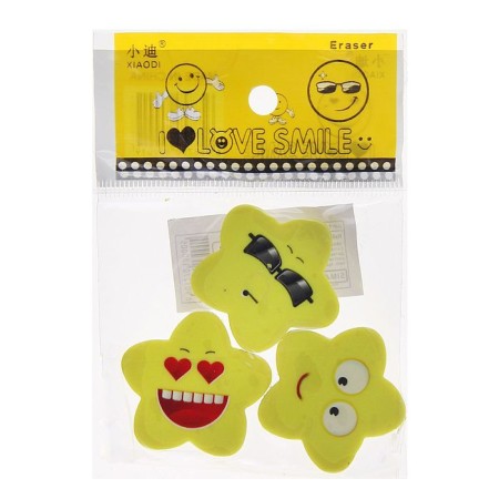 A set of curly eraser "Smile", 3 pieces, in a blister, mix-1