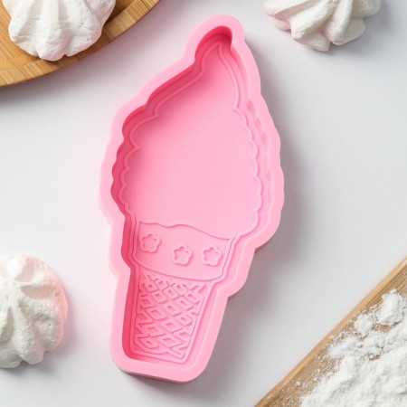 Mold "Morozhenka", silicone, 15 × 7.5 × 2 cm, pink color-1