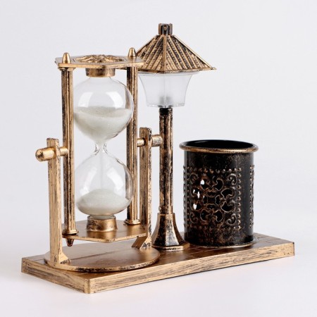 Sanding clock "Street flashlight", backlight, organizer for the office, 6.5 x 15.5 x 14.5 cm
