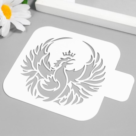 Plastic stencil for tattoos "Phoenix" 9x9 cm-1