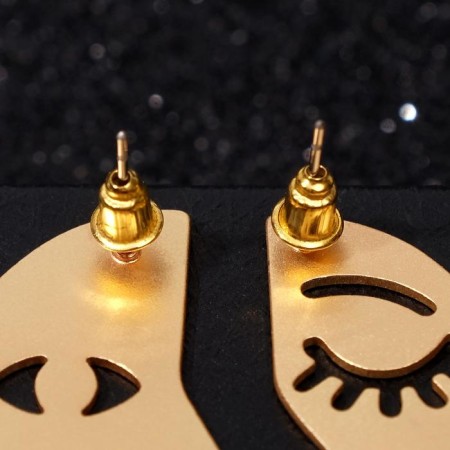 Earrings Metal "Moon" halves, color gold-2