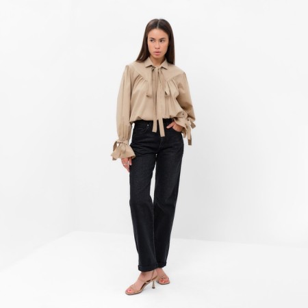 Women's shirt with ribbons MIST, size 42, beige-2