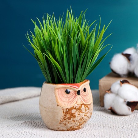 Pot "Owl Ukhta" 6.5x6.5x6cm, brown