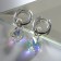 Earrings with the removable element "Transformer" Round Crystal, Rainbow color in silver