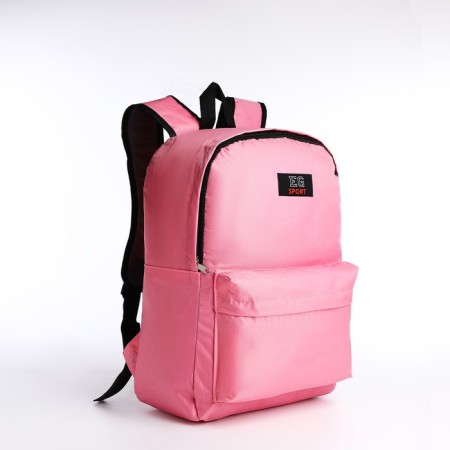 A backpack with a zipper, external pocket, pink color-2