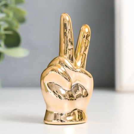 Souvenir Ceramics "Hand - Peace" Gold 4x2.7x7.5 cm-3