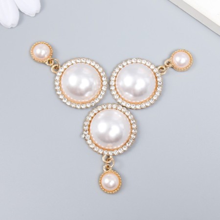 Decor for creativity Metal, plastic "Pearl in rhinestones with a suspension" Gold 3.5x2.3 cm-2